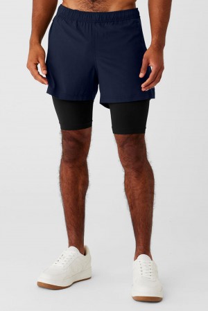 Alo Yoga 5" Revival 2-in-1 Uomo Short Blu Marino Nere | Italia EHW-965028