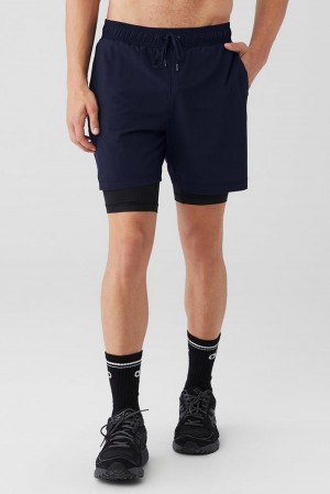 Alo Yoga 7'' Unity 2 In 1 Uomo Short Blu Marino Nere | Italia RFK-786143
