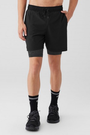 Alo Yoga 7" Unity 2 In 1 Uomo Short Nere Grigie Scuro | Italia OJN-819256