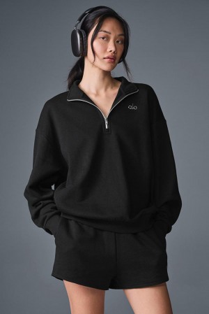 Alo Yoga Accolade 1/4 Zip Donna Pullover Nere | Italia AXI-491568
