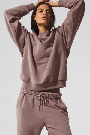 Alo Yoga Accolade Crew Neck Donna Pullover Mushroom | Italia EJO-046378