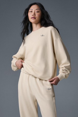 Alo Yoga Accolade Crew Neck Donna Pullover Oat Milk | Italia HUS-316094