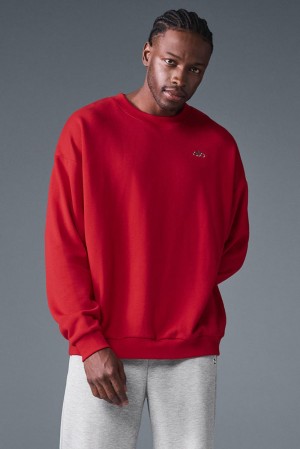 Alo Yoga Accolade Crew Neck Uomo Pullover Rosse | Italia LAK-730194
