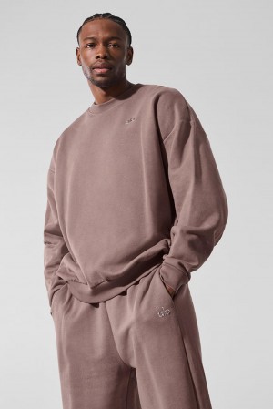 Alo Yoga Accolade Crew Neck Uomo Pullover Mushroom | Italia QCJ-658947