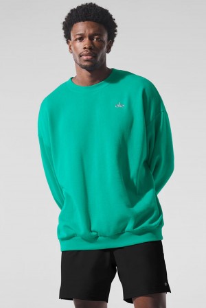 Alo Yoga Accolade Crew Neck Uomo Pullover Verdi | Italia AUE-970483