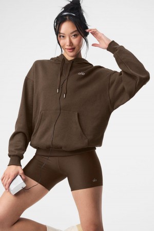 Alo Yoga Accolade Donna Felpa con Cappuccio Espresso | Italia EHR-378621
