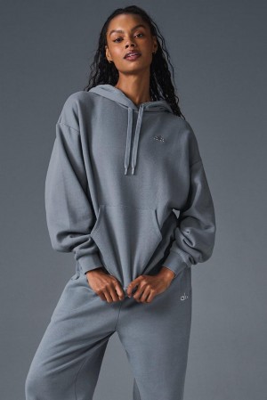 Alo Yoga Accolade Donna Felpa con Cappuccio Grigie | Italia ZEA-975120