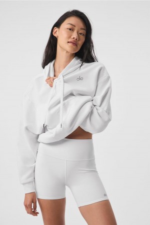Alo Yoga Accolade Donna Felpa con Cappuccio Bianche | Italia MOP-051278