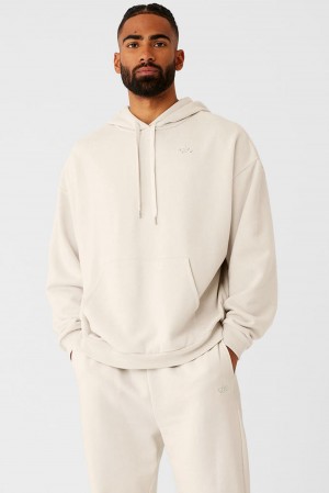 Alo Yoga Accolade Uomo Felpa con Cappuccio Bone | Italia MKR-697385