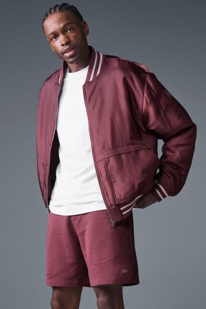 Alo Yoga Afterglow Varsity Uomo Giacca Bordeaux | Italia UTX-209738