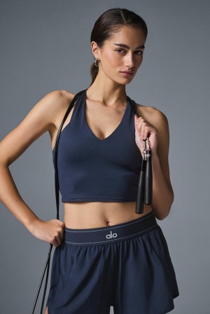 Alo Yoga Airbrush Real Donna Bra Tank Blu Marino | Italia EDF-825410