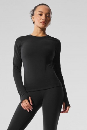 Alo Yoga Airbrush Winter Warm Nocturne Donna Maniche Lunghe Nere | Italia MBR-725609