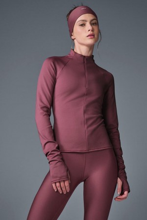 Alo Yoga Airlift Winter Warm 1/4 Zip Donna Maniche Lunghe Bordeaux | Italia VZG-947503