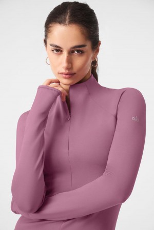 Alo Yoga Airlift Winter Warm 1/4 Zip Donna Maniche Lunghe Soft Mulberry | Italia IEY-685123