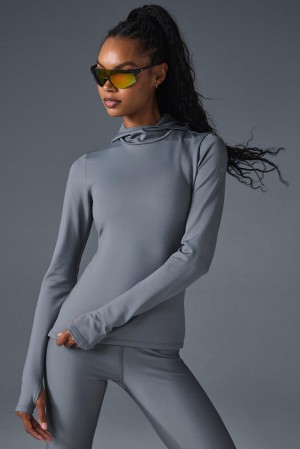 Alo Yoga Airlift Winter Warm Hooded Donna Felpa con Cappuccio Grigie | Italia UVJ-903856