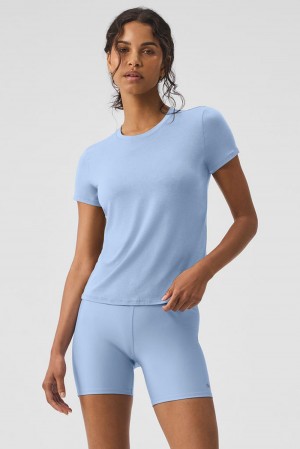 Alo Yoga All Day Donna Short Sleeve Blu | Italia BVW-167058