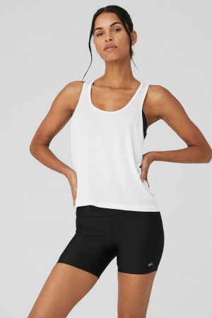 Alo Yoga All Day Donna Tank Bianche | Italia TYM-107546