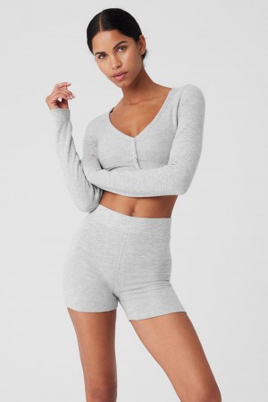 Alo Yoga Alolux Cropped Me Time Donna Cardigan Grigie | Italia GIA-308649
