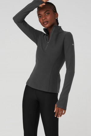 Alo Yoga Alosoft 1/2 Zip Rapid Donna Pullover Anthracite | Italia TQO-821739