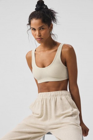 Alo Yoga Alosoft Center Stage Donna Reggiseno Oatmeal Heather | Italia SYF-985246