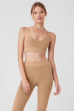 Alo Yoga Alosoft Head Start Donna Reggiseno Toasted Almond | Italia ANO-372809