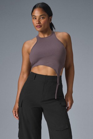 Alo Yoga Alosoft Ribbed Revelation Donna Tank Raisinette | Italia VDQ-938756