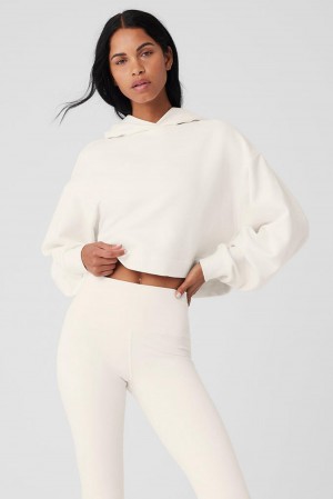 Alo Yoga Bae Donna Felpa con Cappuccio Ivory | Italia ACT-025781