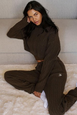 Alo Yoga Cable Knit Winter Bliss Donna Pant Espresso | Italia RFN-432701