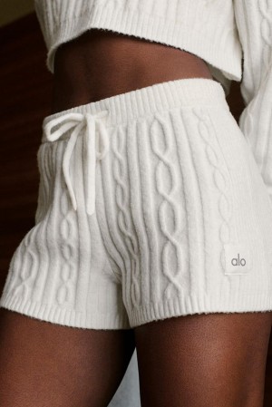Alo Yoga Cable Knit Winter Bliss Donna Short Ivory | Italia HXD-140927