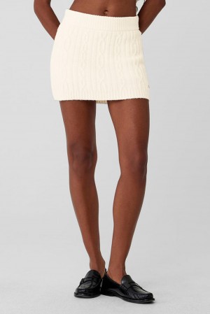 Alo Yoga Cable Knit Winter Bliss Mini Donna Gonna Ivory | Italia RDA-026753