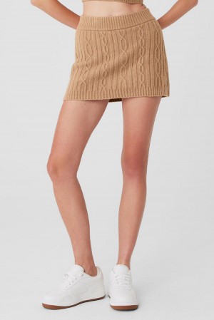 Alo Yoga Cable Knit Winter Bliss Mini Donna Gonna Toasted Almond | Italia XTP-219736