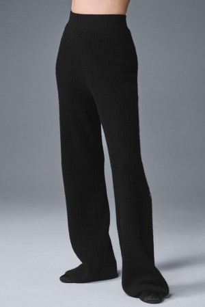 Alo Yoga Cashmere High-Waist Plush Waffle Donna Pant Nere | Italia XVW-516708
