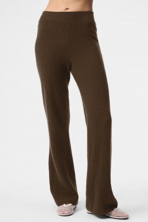 Alo Yoga Cashmere High-Waist Plush Waffle Donna Pant Espresso | Italia JEA-034597