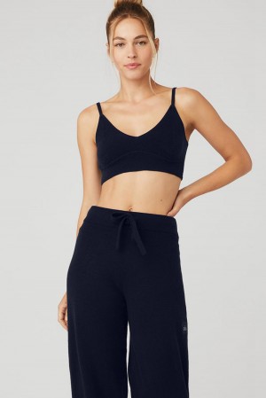 Alo Yoga Cashmere Jet Set Donna Reggiseno Blu Marino | Italia PGF-503684