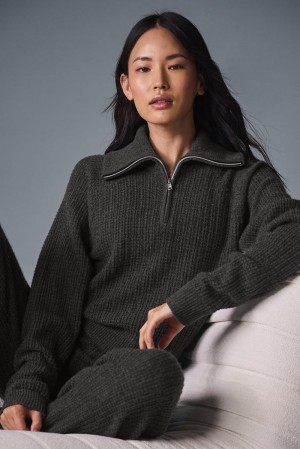 Alo Yoga Cashmere Plush Waffle 1/4 Zip Donna Pullover Corallo Grigie | Italia LHW-078953
