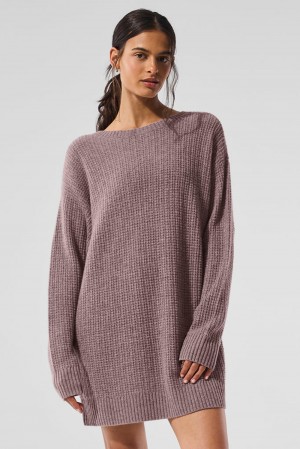 Alo Yoga Cashmere Plush Waffle Donna Vestito Mushroom Heather | Italia XFT-253679