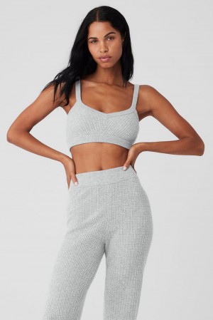 Alo Yoga Cashmere Plush Waffle V-Neck Donna Reggiseno Grigie | Italia YMX-894601