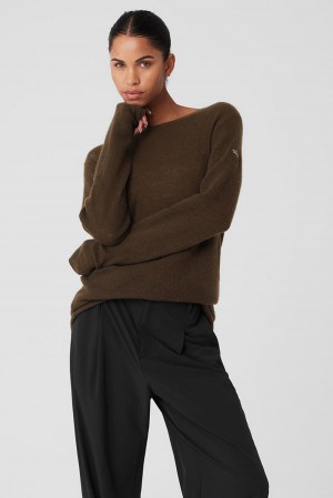 Alo Yoga Cashmere Reform Donna Maniche Lunghe Espresso | Italia SEY-129735