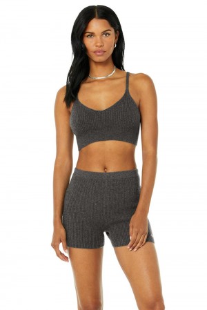 Alo Yoga Cashmere Ribbed Staycation Donna Reggiseno Grigie | Italia EWU-079632