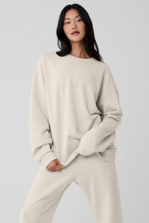 Alo Yoga Chill Crew Neck Donna Pullover Bone | Italia VJG-476098