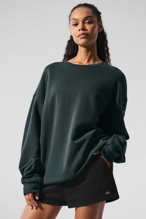 Alo Yoga Chill Crew Neck Donna Pullover Verdi | Italia NWP-208146
