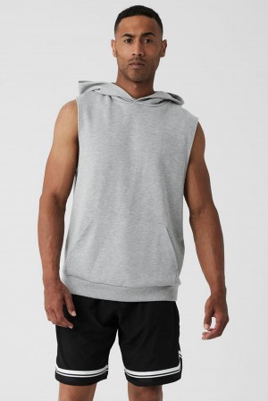 Alo Yoga Chill Sleeveless Uomo Felpa con Cappuccio Grigie | Italia ZPJ-460153