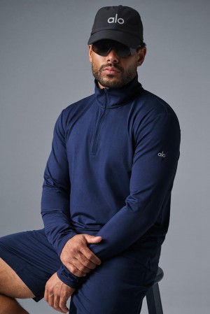 Alo Yoga Conquer 1/4 Zip Reform Uomo Maniche Lunghe Blu Marino | Italia TUM-584792
