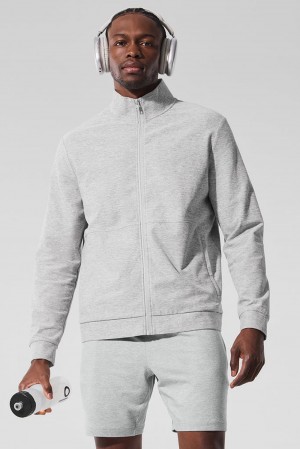 Alo Yoga Conquer Max Mock Neck Full Zip Uomo Giacca Grigie | Italia LPW-802691