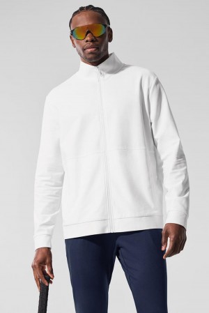 Alo Yoga Conquer Max Mock Neck Full Zip Uomo Giacca Bianche | Italia CZI-840617