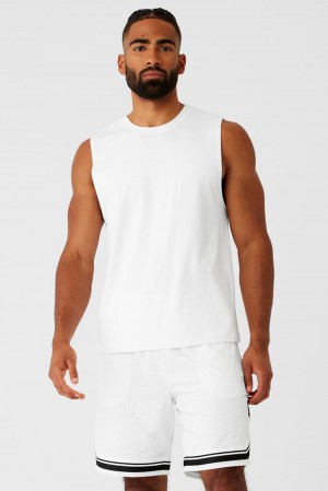 Alo Yoga Conquer Muscle Uomo Tank Bianche | Italia YJG-845297