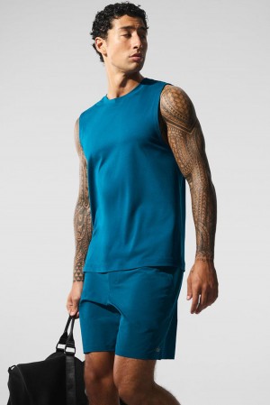 Alo Yoga Conquer Muscle Uomo Tank Blu | Italia JBZ-823504