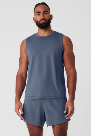 Alo Yoga Conquer Muscle Uomo Tank Bluestone | Italia LJV-573416
