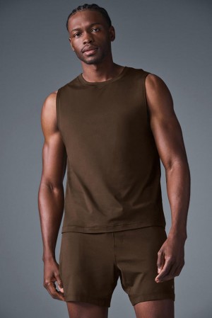 Alo Yoga Conquer Muscle Uomo Tank Espresso | Italia YGC-857623