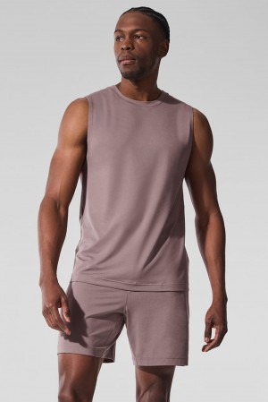Alo Yoga Conquer Muscle Uomo Tank Mushroom | Italia YWX-835472